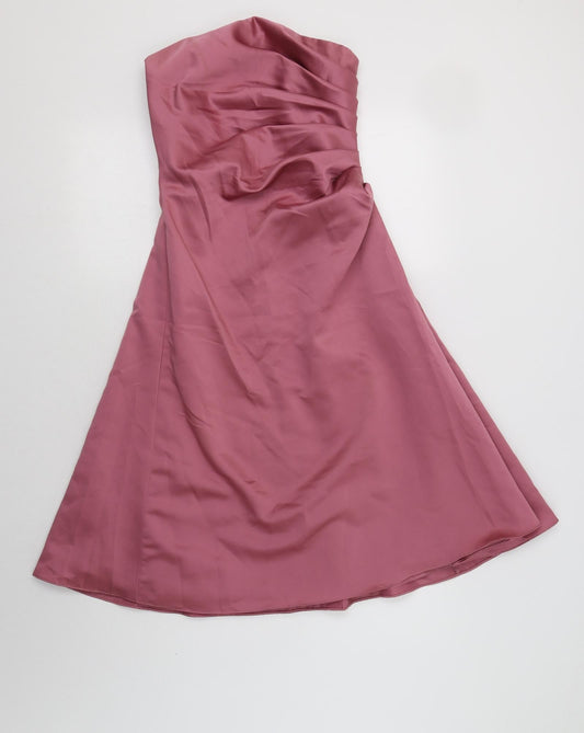 Alfred Angelo Womens Pink  Polyester Fit & Flare  Size S  Off the Shoulder Zip