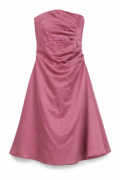 Front view of Alfred Angelo women’s pink polyester fit & flare, size S, off the shoulder zip