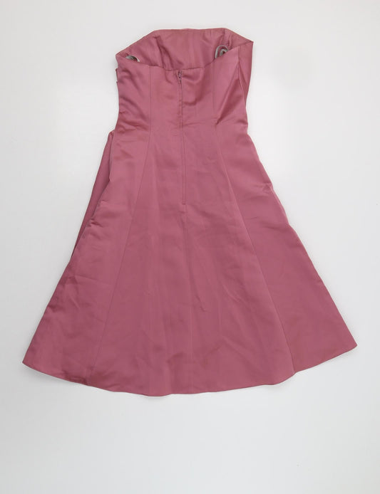 Alfred Angelo Womens Pink  Polyester Fit & Flare  Size S  Off the Shoulder Zip