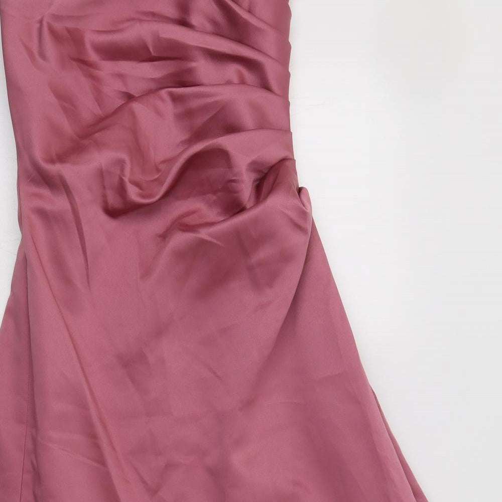 Alfred Angelo Womens Pink  Polyester Fit & Flare  Size S  Off the Shoulder Zip