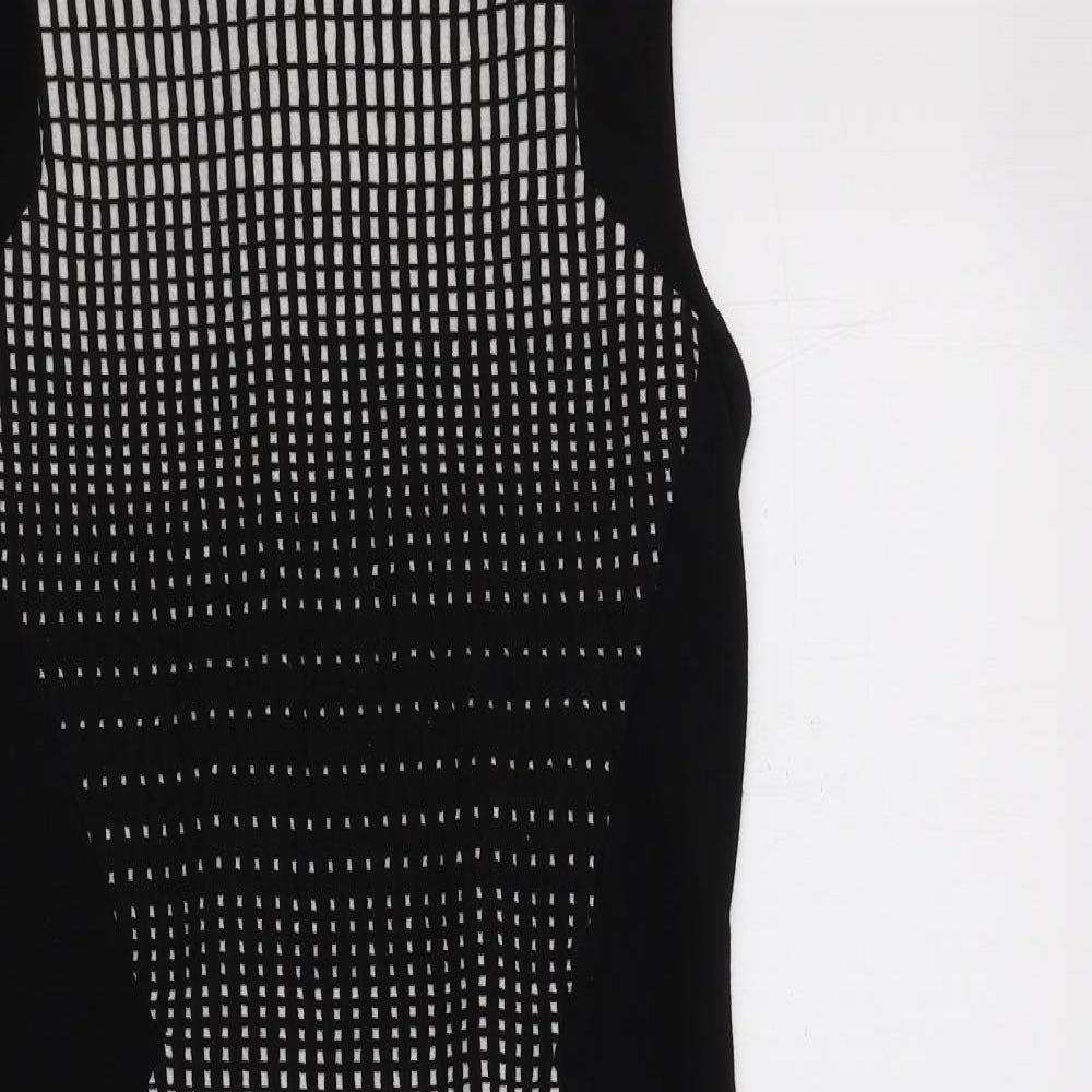NEXT Womens Black Geometric Cotton Bodycon  Size 8  Mock Neck Zip