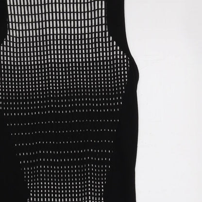 NEXT Womens Black Geometric Cotton Bodycon  Size 8  Mock Neck Zip