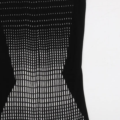 NEXT Womens Black Geometric Cotton Bodycon  Size 8  Mock Neck Zip