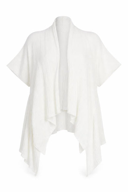 Front view of Marks & Spencer women’s white v-neck viscose cardigan jumper, size UK 12