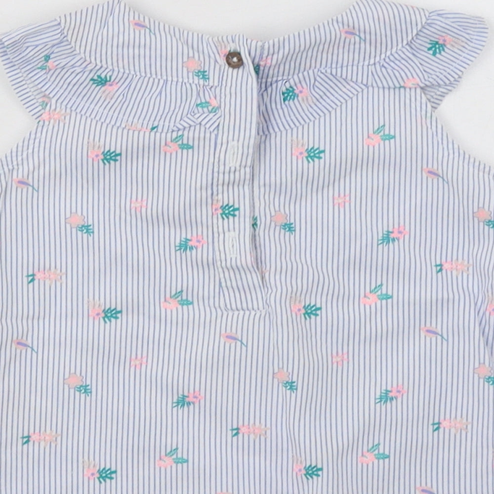 Brand and care label for So Cute Baby Blue Floral Cotton Basic Blouse, size 12-18, Months Collared Button