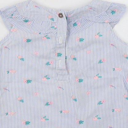 Brand and care label for So Cute Baby Blue Floral Cotton Basic Blouse, size 12-18, Months Collared Button