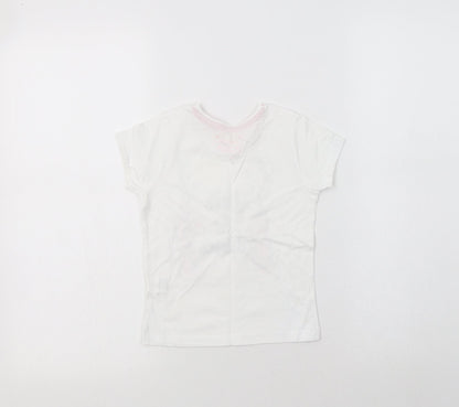 Primark Girls White  Cotton Basic T-Shirt Size 2-3 Years Crew Neck