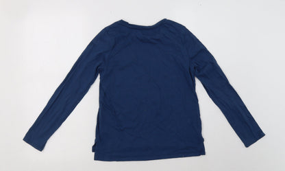 Back view of Gap girls’ blue cotton basic polo, size 12, years crew neck