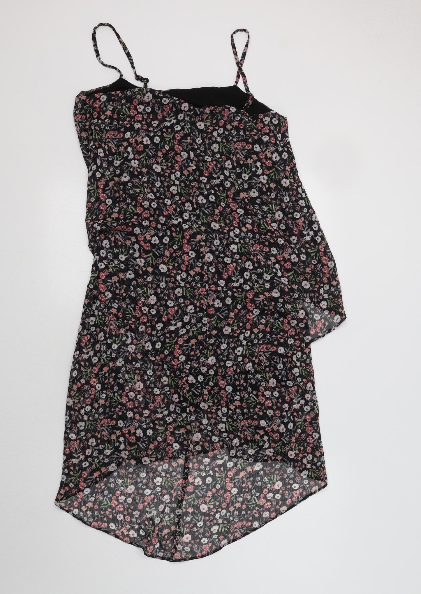 George Womens Black Floral Polyester Slip Dress  Size 10  Square Neck