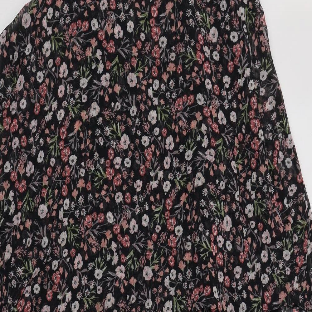 George Womens Black Floral Polyester Slip Dress  Size 10  Square Neck