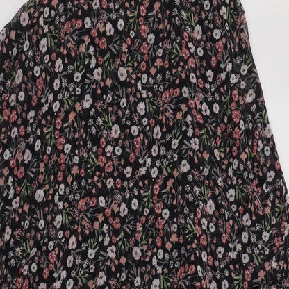 George Womens Black Floral Polyester Slip Dress  Size 10  Square Neck