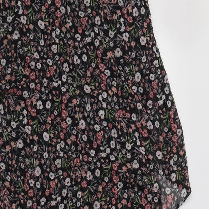 George Womens Black Floral Polyester Slip Dress  Size 10  Square Neck