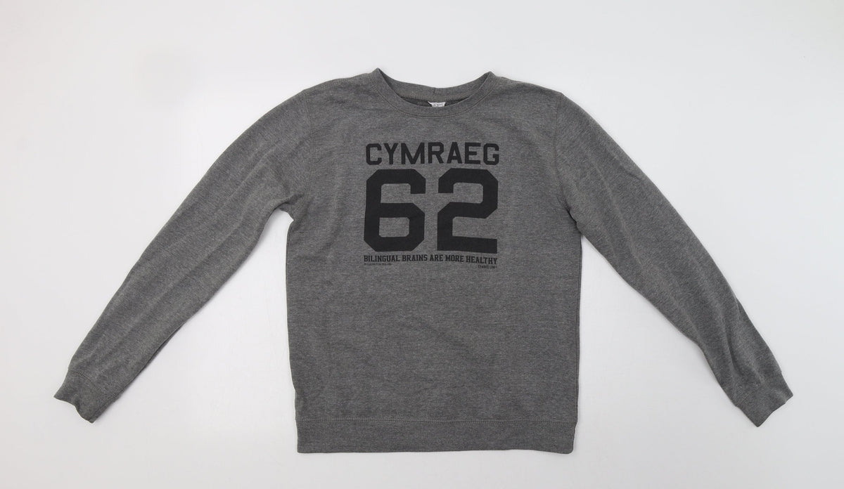 Additional front view of Awdis women’s grey cotton pullover sweatshirt, size M, - bilingual