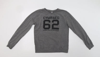Additional front view of Awdis women’s grey cotton pullover sweatshirt, size M, - bilingual
