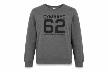 Front view of Awdis women’s grey cotton pullover sweatshirt, size M, - bilingual