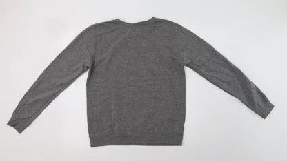 Back view of Awdis women’s grey cotton pullover sweatshirt, size M, - bilingual