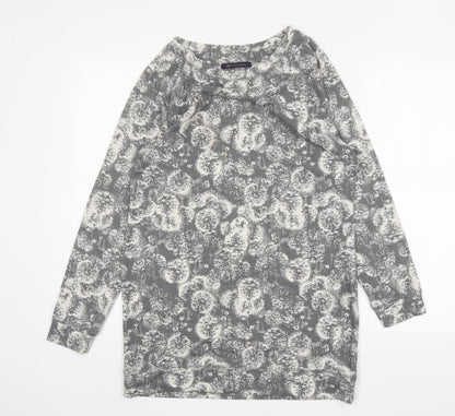 M&S Womens Grey Floral Polyester Jumper Dress  Size 12  Round Neck