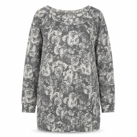 Front view of Marks & Spencer women’s grey floral polyester jumper dress, size UK 12, round neck