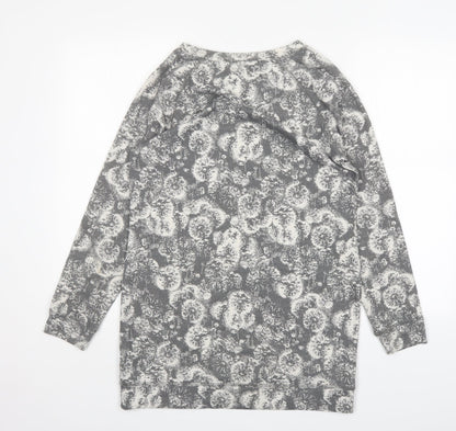 M&S Womens Grey Floral Polyester Jumper Dress  Size 12  Round Neck