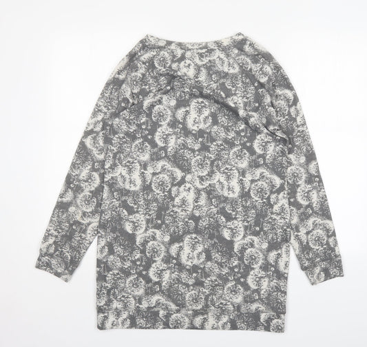 M&S Womens Grey Floral Polyester Jumper Dress  Size 12  Round Neck