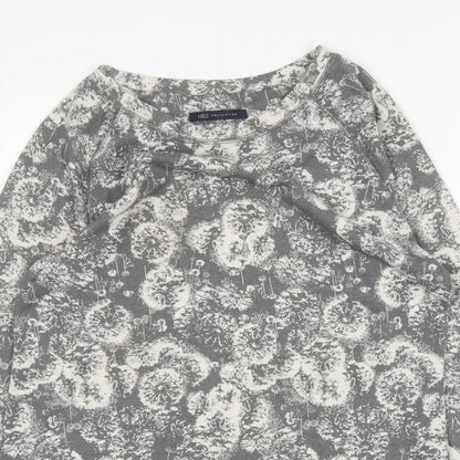 M&S Womens Grey Floral Polyester Jumper Dress  Size 12  Round Neck