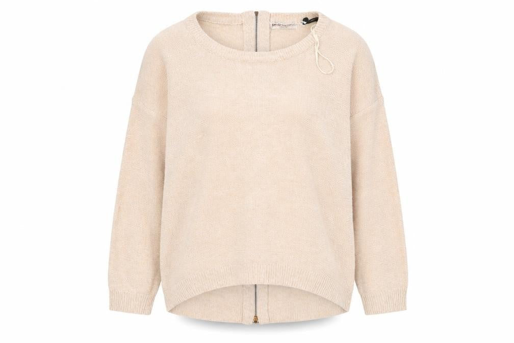 Front view of Brave Soul women’s pink round neck acrylic jumper, size XS
