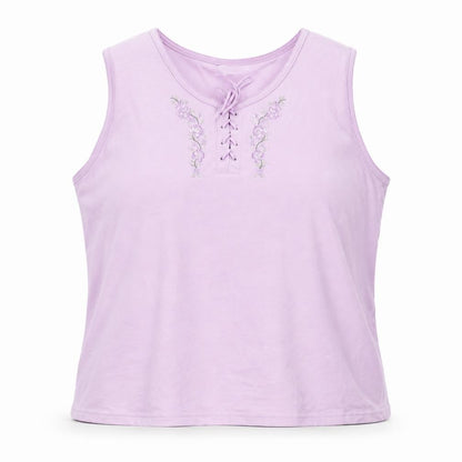 Front view of BCASUAL women’s pink polyester basic tank, size UK 20, round neck