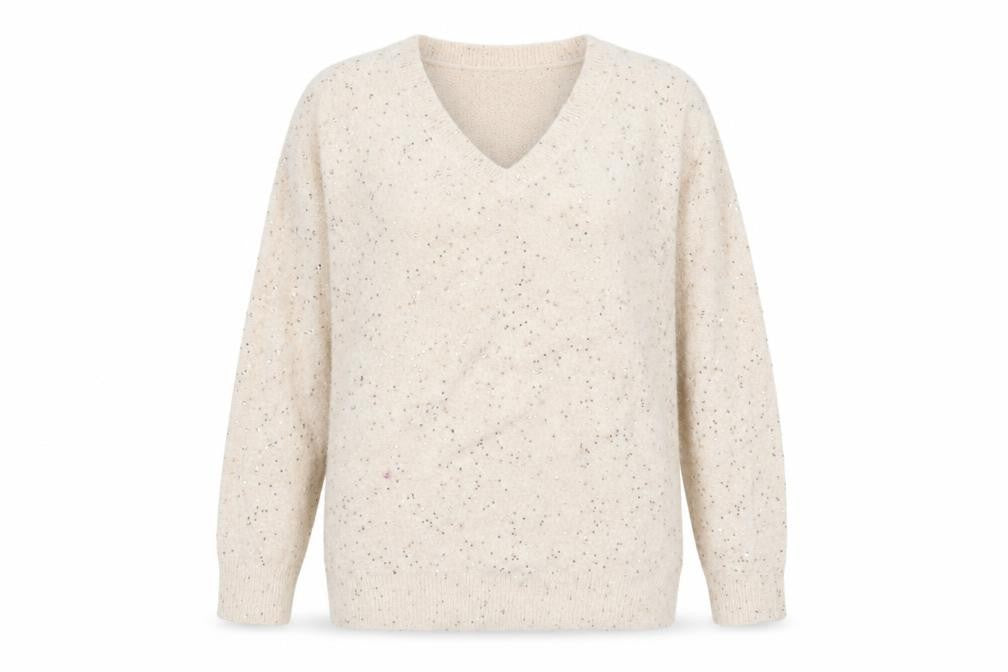 Peacocks Womens Beige V-Neck  Acrylic Pullover Jumper Size S
