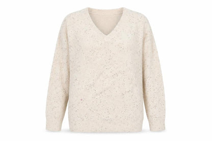 Peacocks Womens Beige V-Neck  Acrylic Pullover Jumper Size S