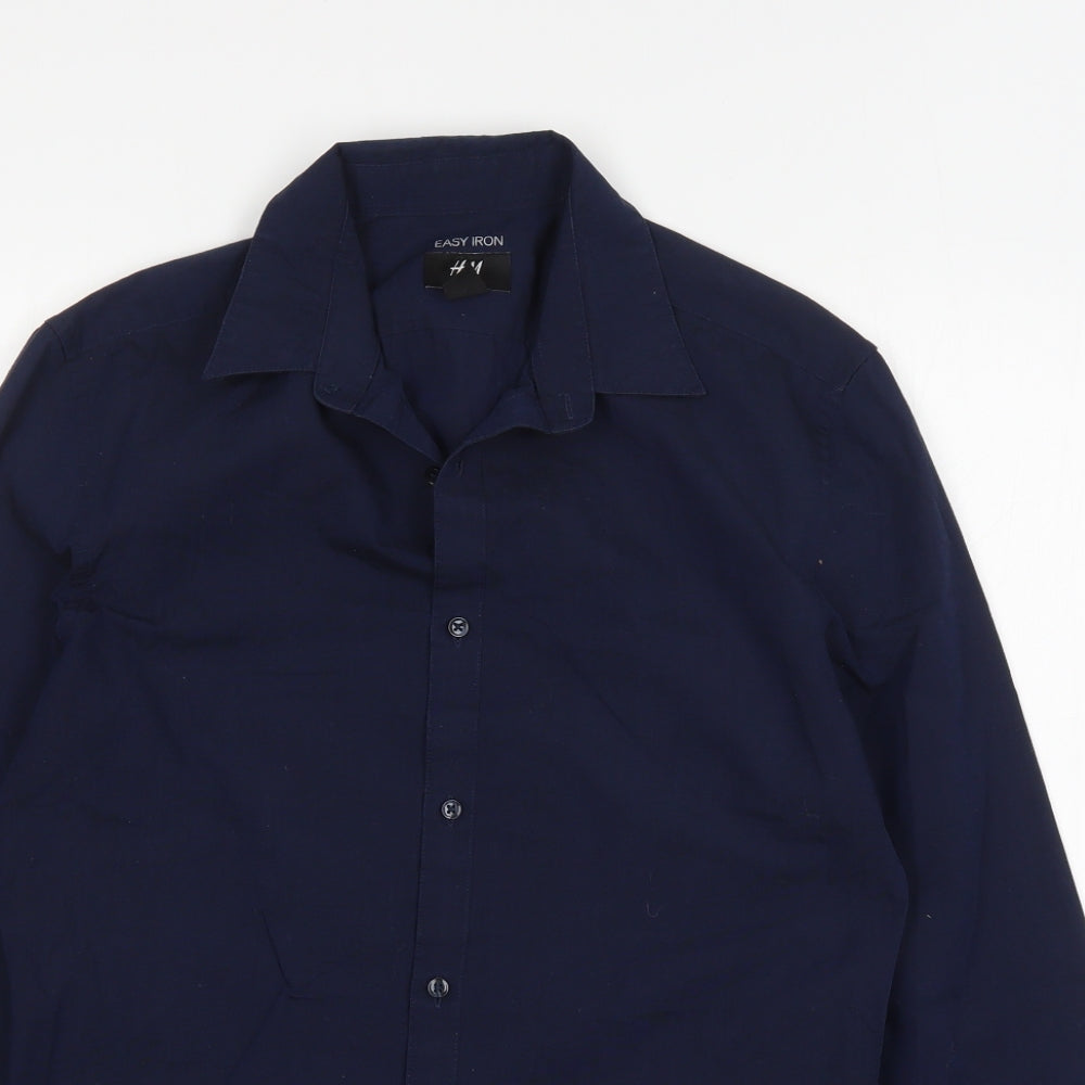 Mens UK Collar Size S H&M Smart Blue  Dress Shirt
