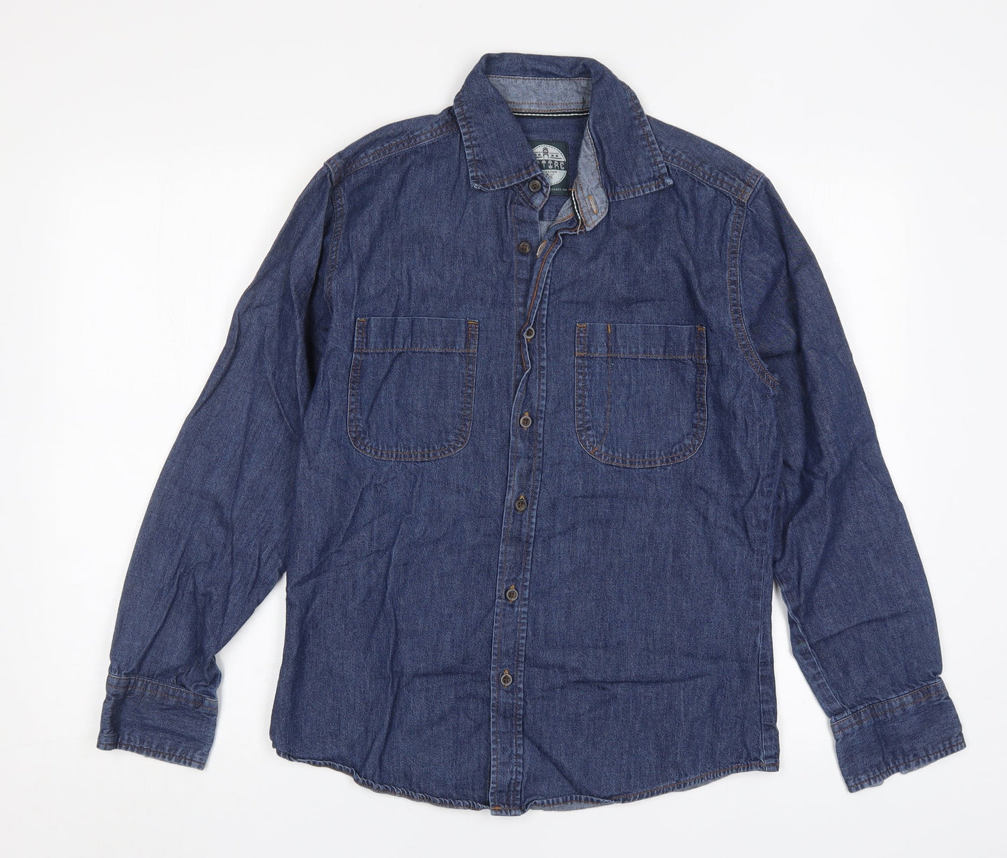 Let Attire Reflect You Mens Blue  Cotton  Button-Up Size S Collared