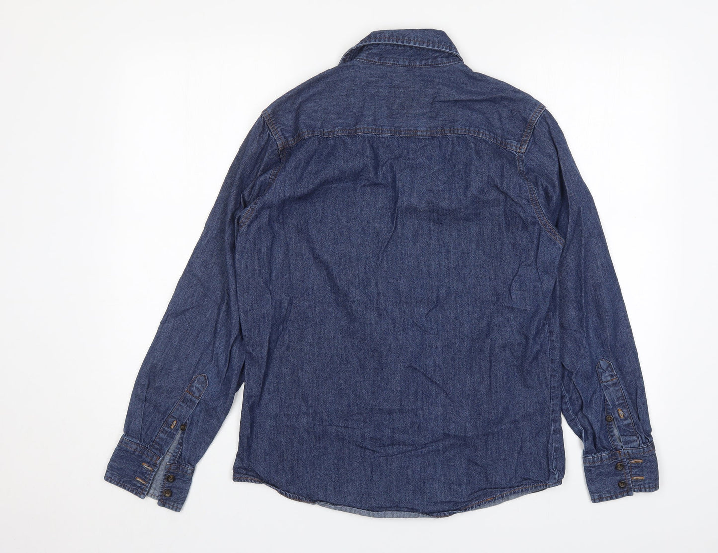 Let Attire Reflect You Mens Blue  Cotton  Button-Up Size S Collared