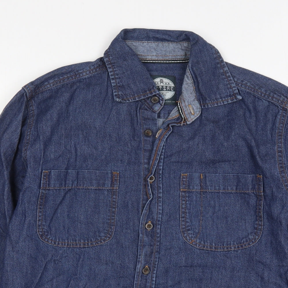 Let Attire Reflect You Mens Blue  Cotton  Button-Up Size S Collared