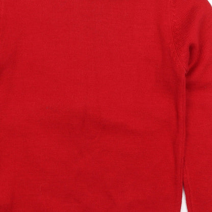 Cedar Wood State Mens Red Round Neck  Acrylic Pullover Jumper Size XS   - Rudolph Christmas