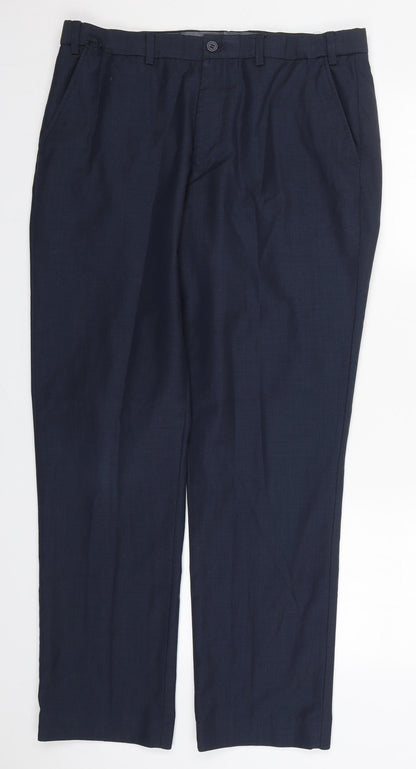 Matalan Mens Blue  Polyester Trousers  Size 34 L31 in Regular Button