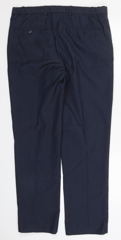 Matalan Mens Blue  Polyester Trousers  Size 34 L31 in Regular Button