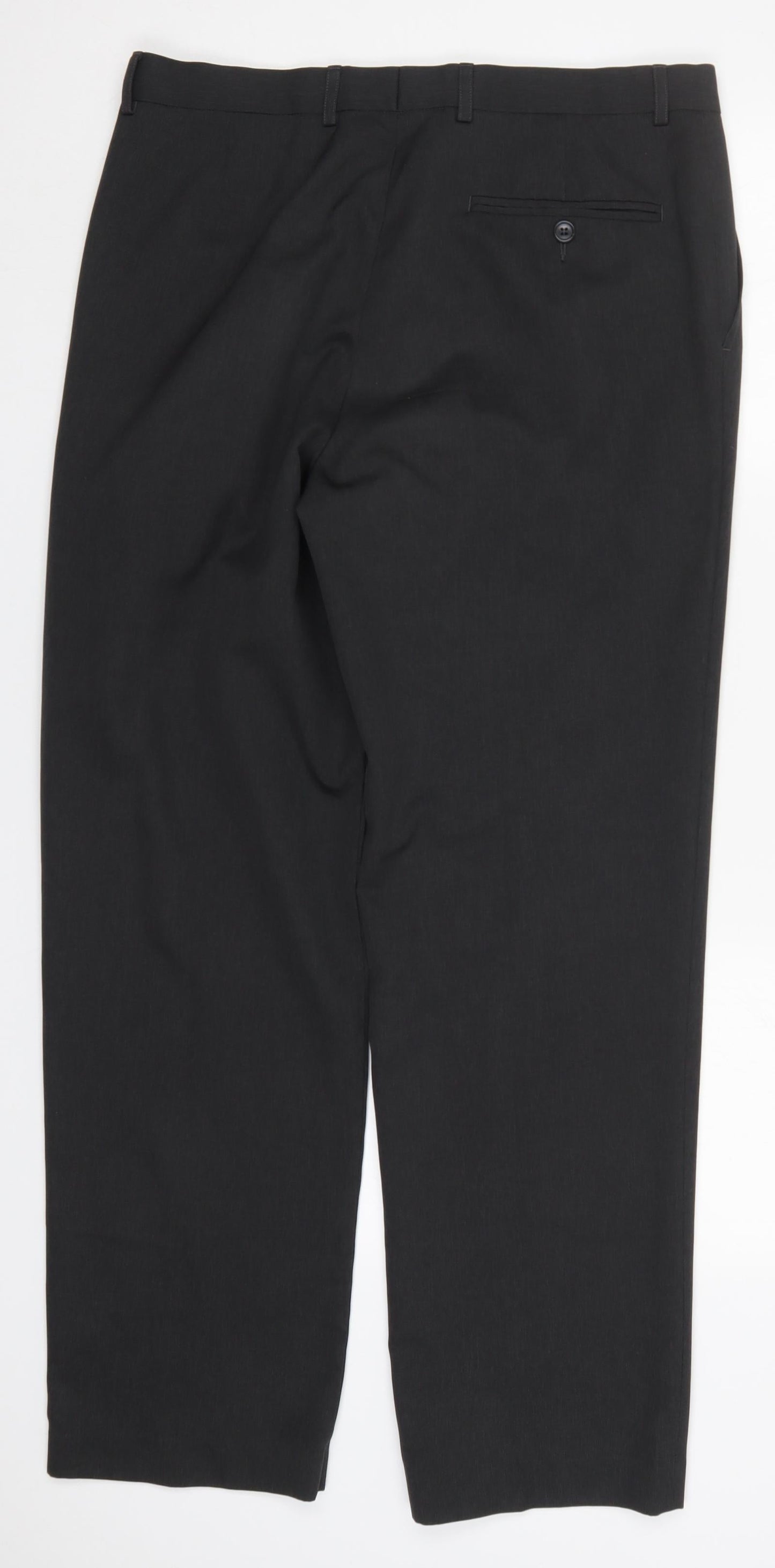 Marks and Spencer Mens Grey  Polyester Trousers  Size 34 L30 in Regular Button