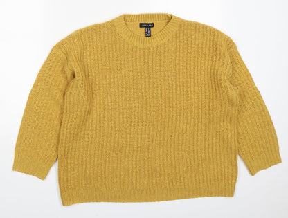 New Look Womens Yellow Round Neck  Acrylic Pullover Jumper Size S