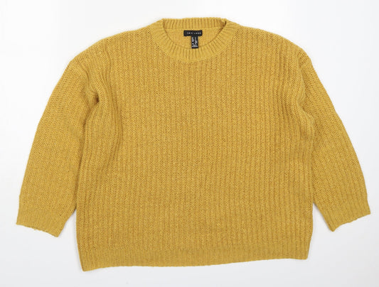 New Look Womens Yellow Round Neck  Acrylic Pullover Jumper Size S