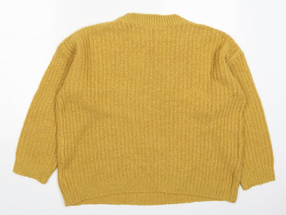 New Look Womens Yellow Round Neck  Acrylic Pullover Jumper Size S