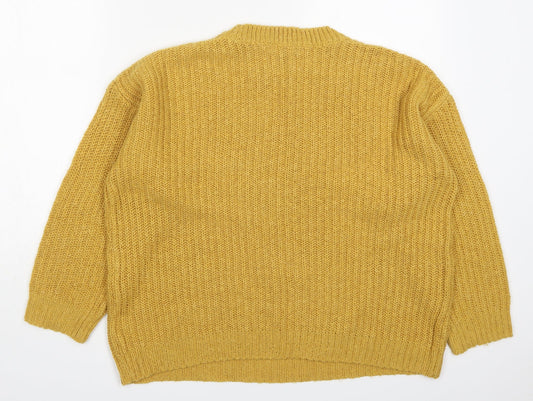 New Look Womens Yellow Round Neck  Acrylic Pullover Jumper Size S