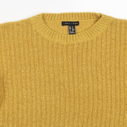 New Look Womens Yellow Round Neck  Acrylic Pullover Jumper Size S