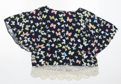 George Womens Blue  Viscose Basic Blouse Size 10 Round Neck - Butterflies