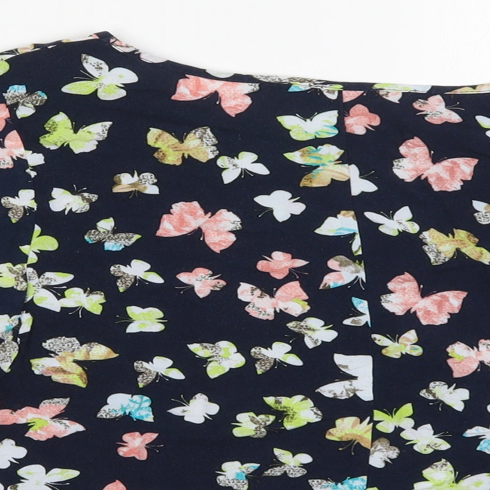 George Womens Blue  Viscose Basic Blouse Size 10 Round Neck - Butterflies