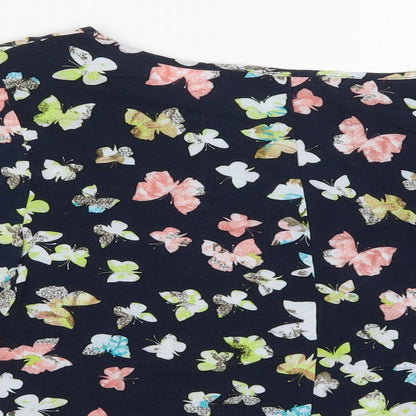 George Womens Blue  Viscose Basic Blouse Size 10 Round Neck - Butterflies