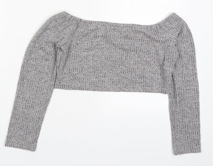 Womens UK Size M Preworn Grey Cropped T-Shirt