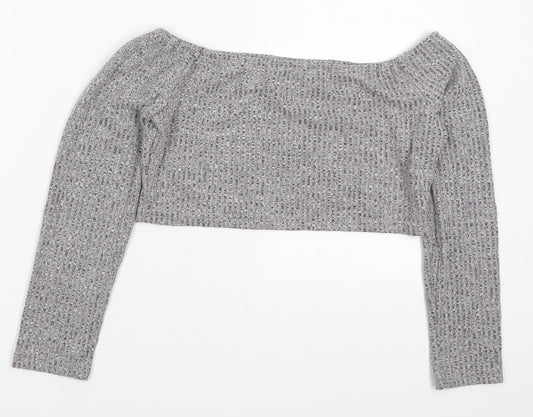 Womens UK Size M Preworn Grey Cropped T-Shirt