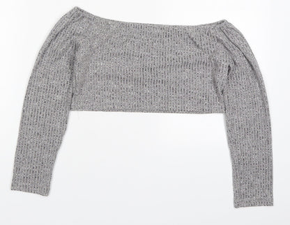 Womens UK Size M Preworn Grey Cropped T-Shirt