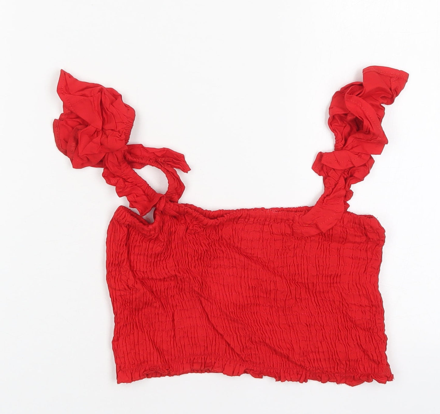 Womens UK Size 8 PRETTYLITTLETHING Red Cropped Tank