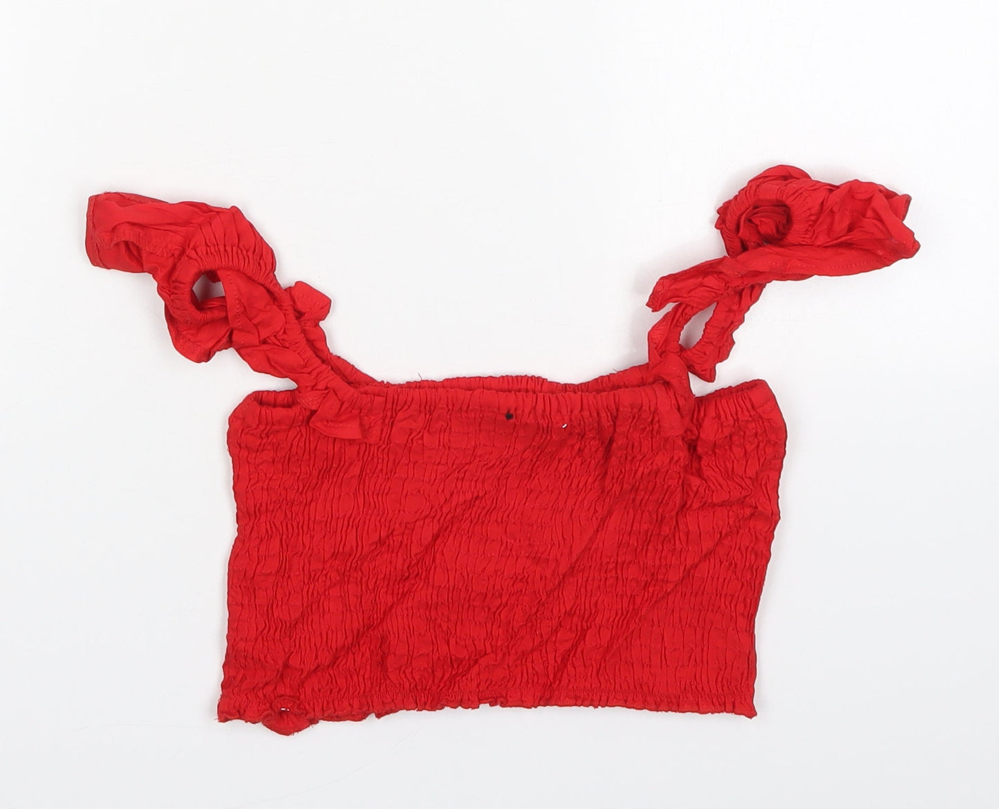 Womens UK Size 8 PRETTYLITTLETHING Red Cropped Tank